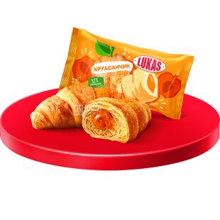 Lukas, 1,44 кг, Лукас, Круасан з абрикосовою начинкою, в індивідуальній упаковці