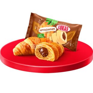 Lukas, 1.44 кг, Лукас, Круассаны с какао-кремовой начинкой, в индивидуальной упаковке