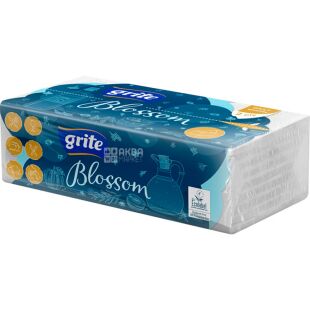 Grite Blossom, 120 аркушів, Паперові рушники Гріте Блоссом, 2-шарові, V-складання, білі, 220х230 мм