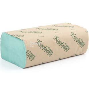 Кохавинка, 200 аркушів, Паперові рушники, Z-складання, 1-шарові, зелені, 220х230 мм