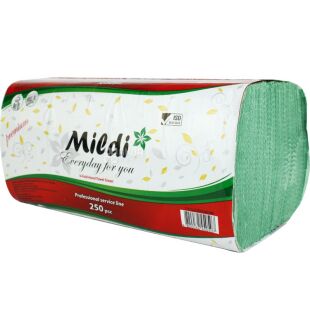 Mildi Premium, 250 листов, Полотенца бумажные Милди, 1-слойные, V-сложения, зеленые, 230х250 см
