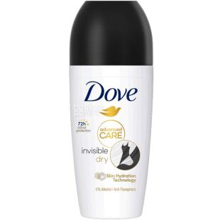 Dove Dry Advanced Care, 50 мл, Дав, Антиперспирант шариковый для женщин, невидимая защита