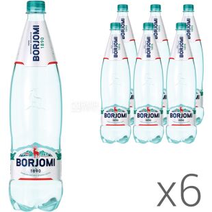 Borjomi, 1,25 л, Упаковка 6 шт., Боржоми, Вода минеральная газированная, ПЭТ
