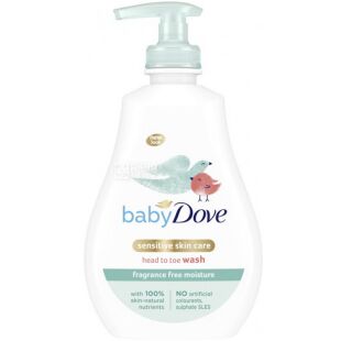 Dove Baby, 400 мл, Дав Бэби, Детский гель для душа, Увлажнение без запаха, с дозатором
