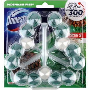 Domestos Power 5, 3 шт. х 55 г, Доместос, Блок для очистки унитаза Свежесть хвои Доместос