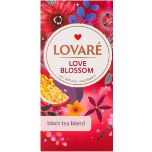 Lovare Love Blossom, 24 шт. х 2 г, Ловаре Лав Блоссом, Чай чорний байховий з фруктами та пелюстками квітів