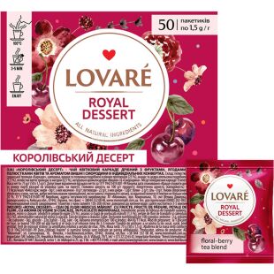 Lovare Royal dessert, 50 шт. х 1,5 г, Ловаре Королівський десерт, Суміш квіткового та фруктового чаю