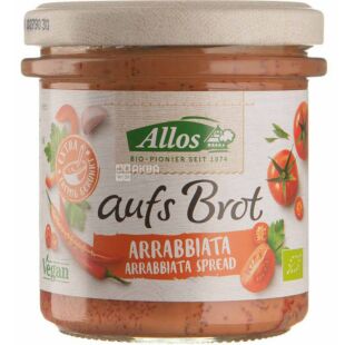 Allos Arrabbiata Spread, 140 г, Эллос, Паста для бутербродов Арабиата, органическая 