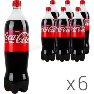 Coca-Cola Cherry, Упаковка 6 шт. х 1,25 л, Напій газований Кока-Кола Вишня, ПЕТ