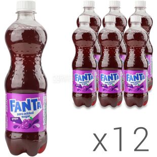 Fanta Grape, Упаковка 12 шт. х 0,5 л, Напій газований Виноград Фанта, без цукру, ПЕТ