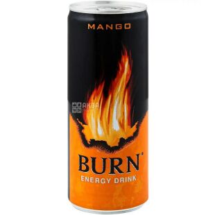 Burn Mango, 250 мл, Берн Манго, Напиток энергетический безалкогольный, ж/б