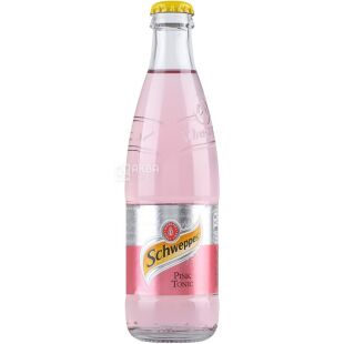 Schweppes Pink Tonic, 0,25 л, Напій газований Рожевий Тонік Швепс, скло