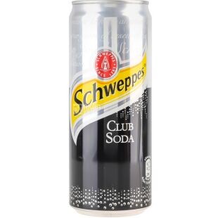 Schweppes Club Soda, 0,33 л, Напій газований содовий Швепс, без цукру, ж/б