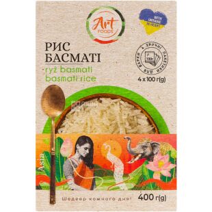 ArtFoods, 4*100 г, АртФудз, Рис Басматі шліфований довгозернистий