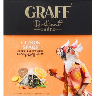 Graff Citrus Space, 20 шт. х 1,8 г, Граф Цитрусовий космос, Чай зелений листовий байховий з ароматом бергамоту та лимона