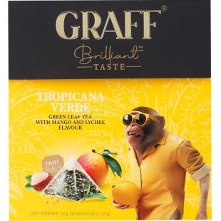 Graff Tropicana Verde, 20 шт. х 1,8 г, Граф Тропический, Чай зеленый листовой байховый с ароматом манго и личи