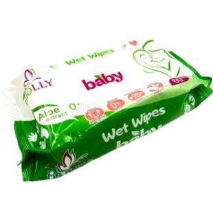 BIOLLY, 60 шт., Біоллі, Серветки вологі для дітей з народження, з екстрактом алое