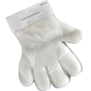 Chila, 100 шт., Перчатки одноразовые полиэтиленовые, прозрачные ТМ Чила