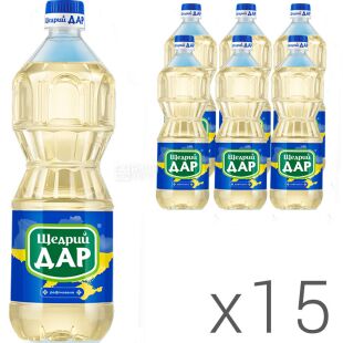 Щедрый дар, 0,85 л, Масло подсолнечное рафинированное, упаковка 15 шт. 