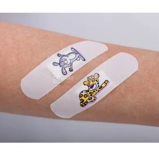 IGAR, 100 шт., Ігар, Пластир бактерицидний дитячий, на поліетиленовій основі, з малюнками